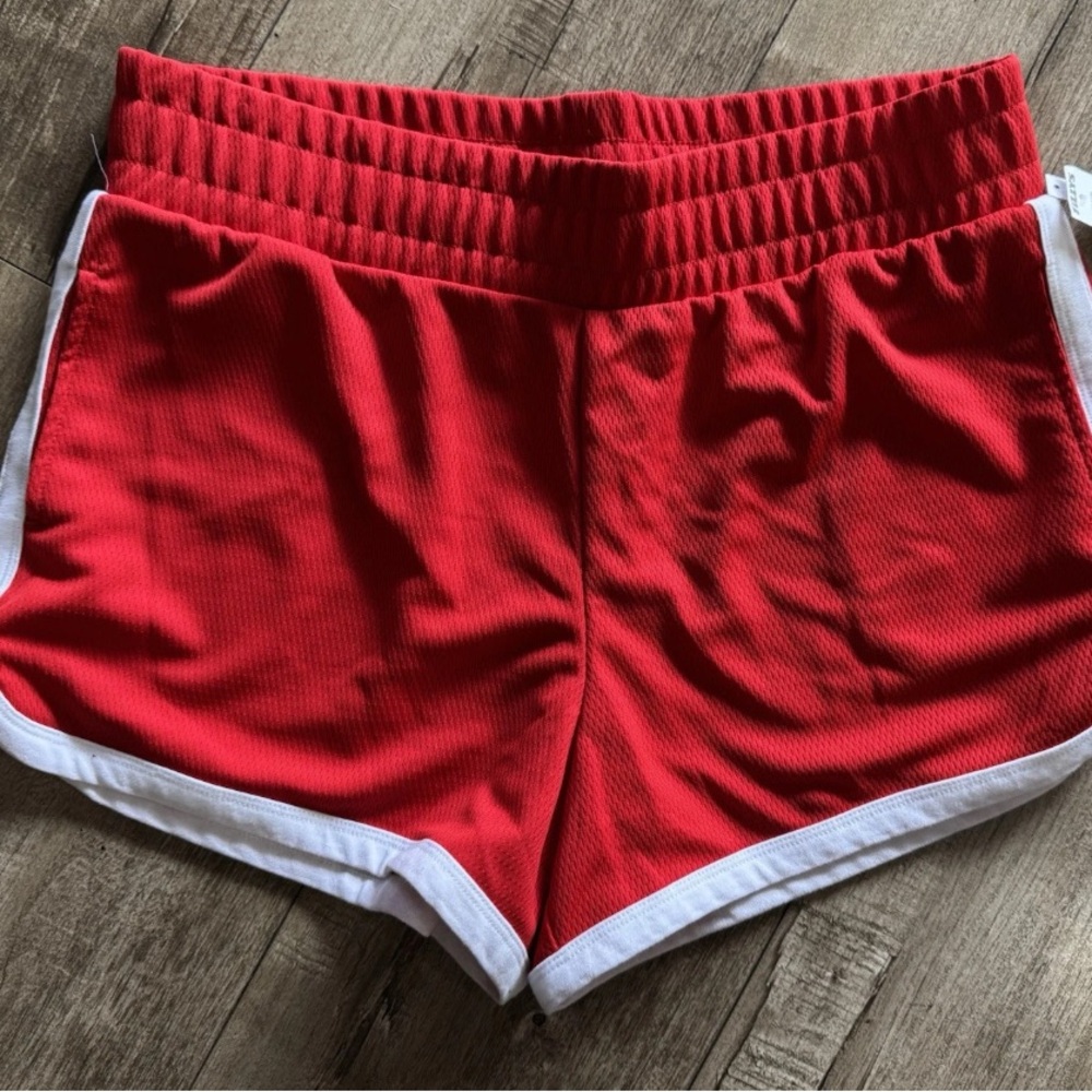 RSQ Women’s Red Dolphin Shorts Sz Large NEW Athletic Running pockets